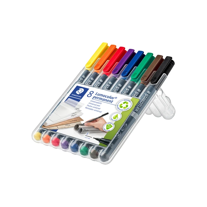 STAEDTLER Lumocolor 313 Permanente Marker Fijne Punt 04 mm Assorti (pak 8 stuks)