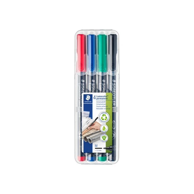 STAEDTLER Lumocolor 317 Permanente Marker Medium Punt 1 mm Assorti (pak 4 stuks) STAEDTLER Lumocolor 317 Permanente Marker Medium Punt 1 mm Assorti (pak 4 stuks)