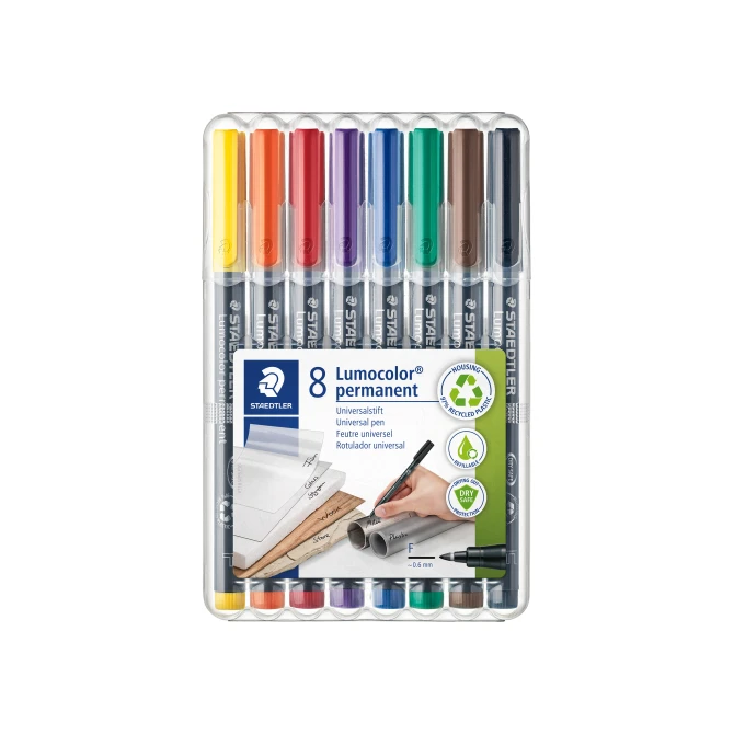 STAEDTLER Lumocolor 318 Permanente Marker Fijne Funt 06 mm Assorti (pak 8 stuks)