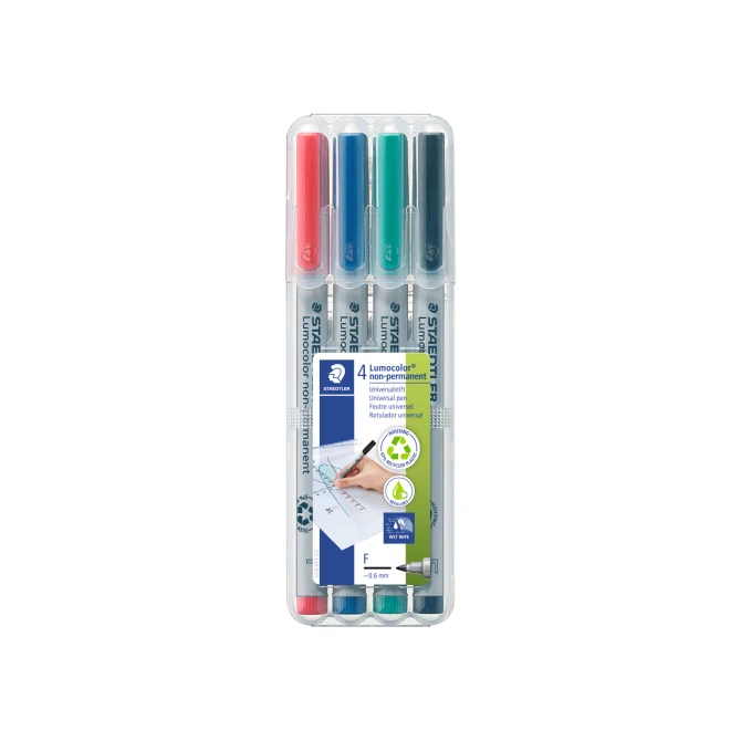 STAEDTLER Lumocolor Non-permanent marker OHP/CD/DVD Lc316 fijn assorti (pak 4 stuks) STAEDTLER Lumocolor Non-permanent marker OHP/CD/DVD Lc316 fijn assorti (pak 4 stuks)