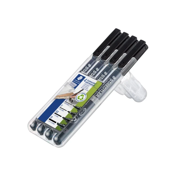 STAEDTLER Lumocolor Permanente Markers Assorti Punten Zwart (pak 4 stuks) STAEDTLER Lumocolor Permanente Markers Assorti Punten Zwart (pak 4 stuks)