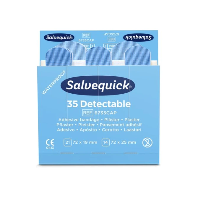 Salvequick Blauwe detecteerbare pleisters 6 x 35 stuks (pak 210 stuks) Salvequick Blauwe detecteerbare pleisters 6 x 35 stuks (pak 210 stuks)