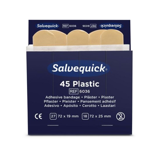Salvequick Plastic pleisters 6 x 45 stuks (doos 6 x 45 stuks)