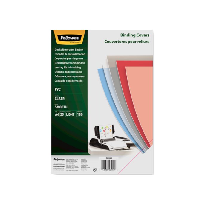 Schutblad FELLOWES PVC A4 180mic/pk25 Schutblad FELLOWES PVC A4 180mic/pk25