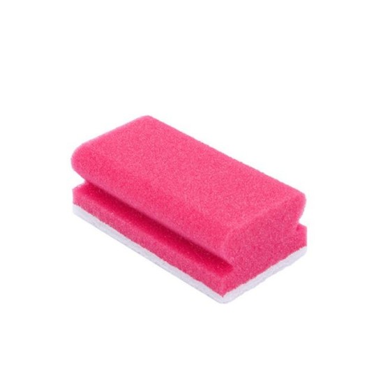 Schuurspons synthetisch 13 x 7 cm roze wit (pak 10 stuks)