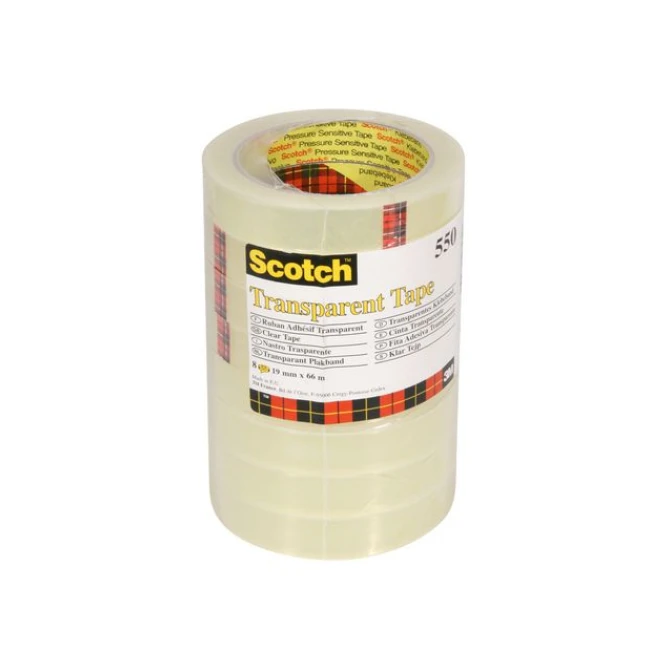 SCOTCH® 550 Plakband 19 mm x 66 m Asgat 76 mm Transparant (pak 8 x 66 meter)