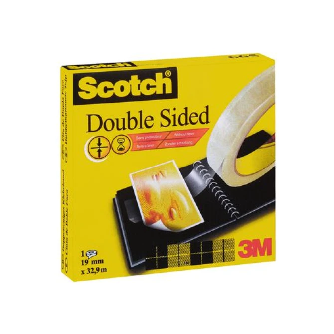 SCOTCH® Plakband 665 dubbelzijdig 19 mm x 33 m (rol 33 meter)