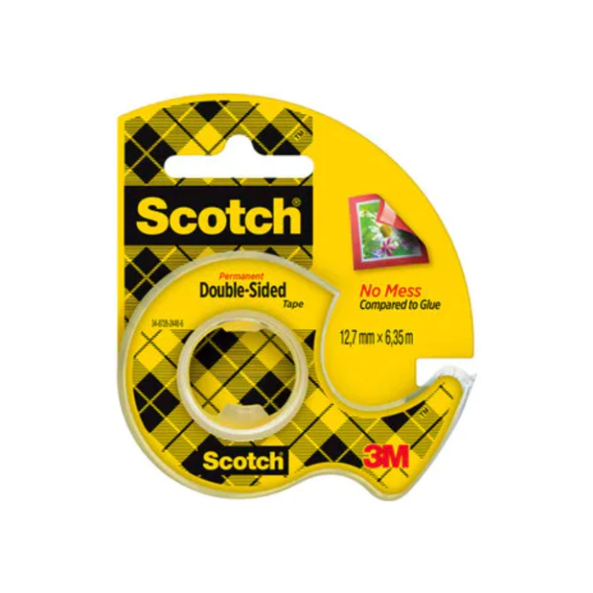 Scotch Plakband 665 dubbelzijdig op dispenser 12 mm x 6.3 m (rol 6.3 meter)