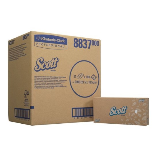 Scott® Facial Tissues in dispenserdoos (doos 21 x 100 stuks)