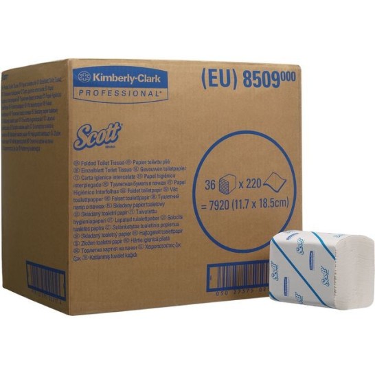 SCOTT 8509 Toiletpapier gevouwen 12.5x18.5cm Wit 2-laags / 36x230 vel
