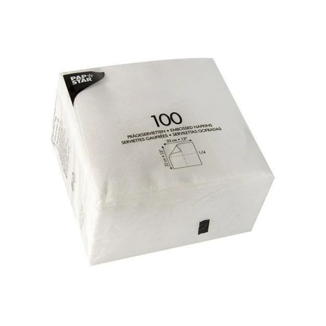 PAPSTAR Servet 33cm 1lgs 1/4 Wit (pak 100 stuks) PAPSTAR Servet 33cm 1lgs 1/4 Wit (pak 100 stuks)