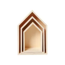 CREOTIME Houten Showdoos huis triplex (3 stuks)