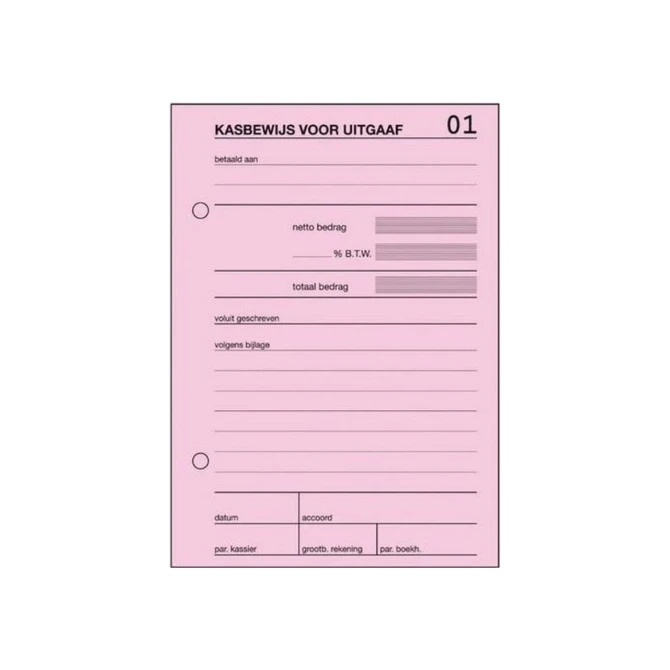 SIGEL Kas- en kwitantieformulieren Kasbewijs uitgaven A6 100 vel