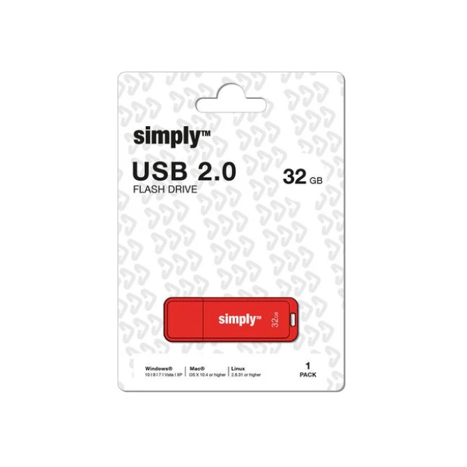 Simply USB-Stick 20 met kapje 32 GB Rood Simply USB-Stick 20 met kapje 32 GB Rood