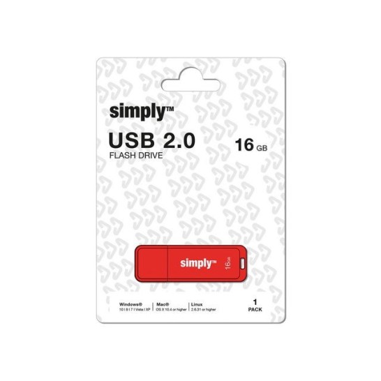Simply USB-Stick 20 met kapje 16 GB Rood