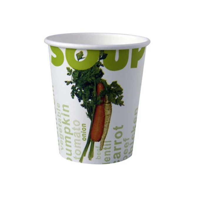 Soepbeker Karton 230 ml Wit met Groen (doos 1000 stuks)