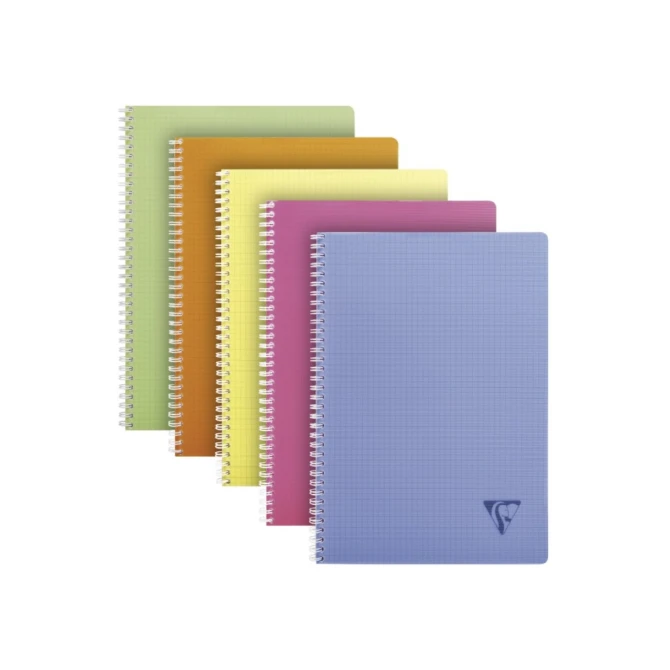 CLAIREFONTAINE Spiraalblok CF A4 90g ruit 5mm ass (pak 10 stuks)