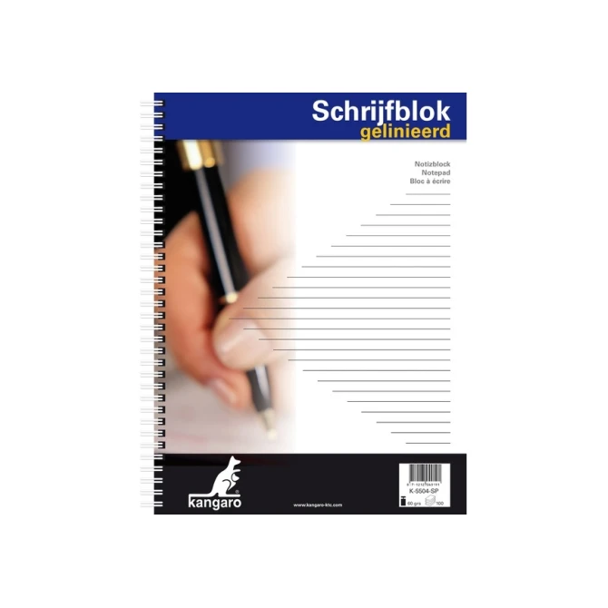 Spiraalblok KANGARO A4 lijn 60g 100v (5 stuks)