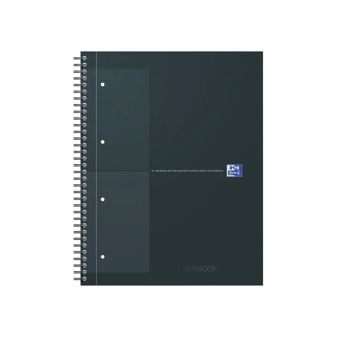 OXFORD International Notebook Spiraalblok A4+ Geruit 5 x 5 mm Zwart