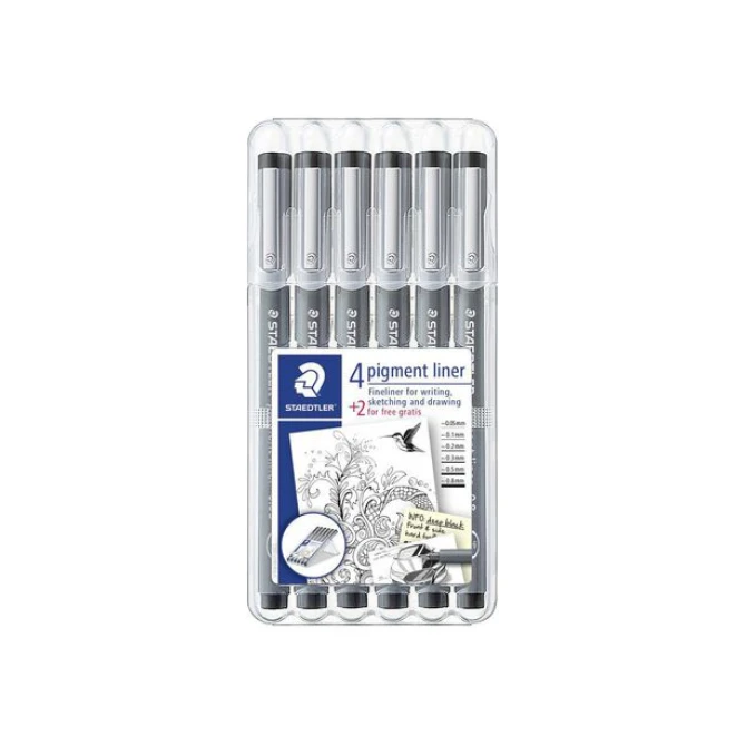 Staedtler Fineliner permanent pigment inkt zwart 6 stuks (pak 6 stuks) Staedtler Fineliner permanent pigment inkt zwart 6 stuks (pak 6 stuks)