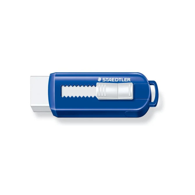 Staedtler Gum PVC-vrij met schuifmechanisme Blauw/wit Staedtler Gum PVC-vrij met schuifmechanisme Blauw/wit