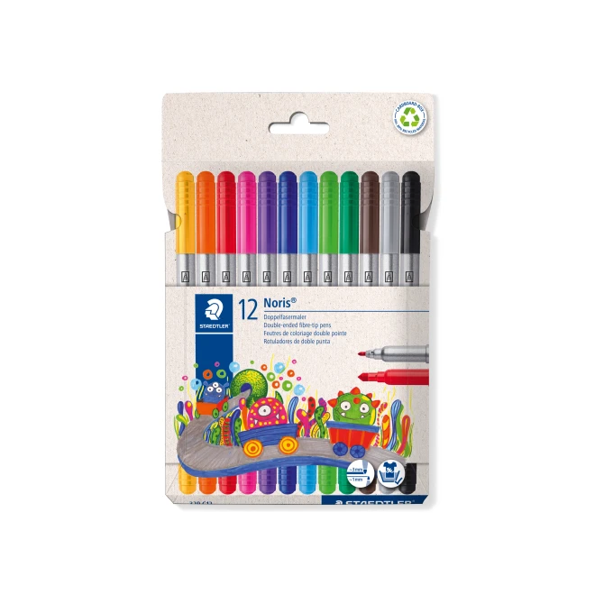 Staedtler Noris 320 Kleurstiften met dubbele punt in etui Assorti (pak 12 sets)