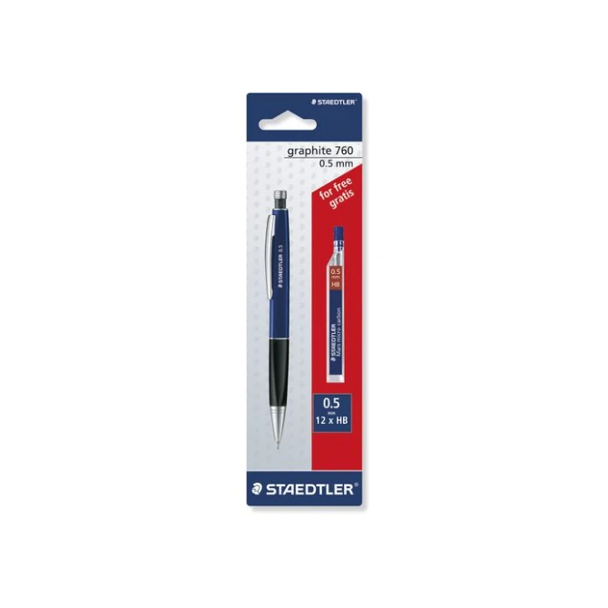 Staedtler Vulpotlood HB loodstift 05 mm blauwe huls met grip (blister 1 stuk) Staedtler Vulpotlood HB loodstift 05 mm blauwe huls met grip (blister 1 stuk)