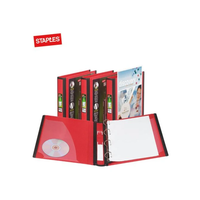 Staples BETTER™ Presentatieringband A4 PP Ringcapaciteit 25 mm 4 rings Rood