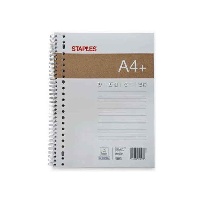 Staples Collegeblok A4 Gelinieerd 23-gaats Wit (pak 5 x 80 vel) Staples Collegeblok A4 Gelinieerd 23-gaats Wit (pak 5 x 80 vel)