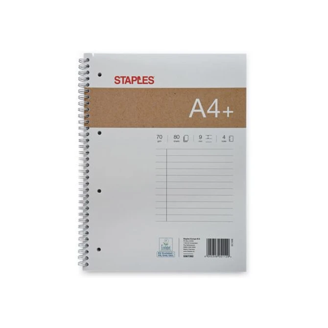 Staples Collegeblok A4 Gelinieerd 4-gaats Wit (pak 5 x 80 vel) Staples Collegeblok A4 Gelinieerd 4-gaats Wit (pak 5 x 80 vel)
