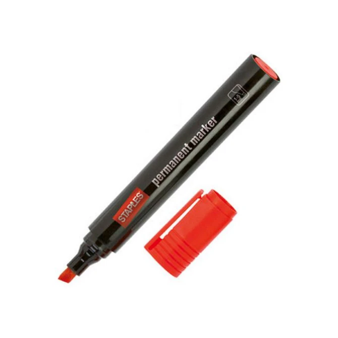 Staples DuraMark 2090 Permanente Marker Beitelvormige Punt 1 - 5 mm Rood (pak 10 stuks) Staples DuraMark 2090 Permanente Marker Beitelvormige Punt 1 - 5 mm Rood (pak 10 stuks)