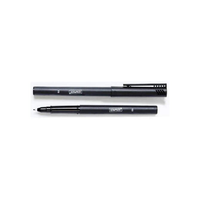 Staples Fineliner zwart. fijne conische punt 0.5 mm. zwarte polypropyleen huls (pak 10 stuks) Staples Fineliner zwart. fijne conische punt 0.5 mm. zwarte polypropyleen huls (pak 10 stuks)