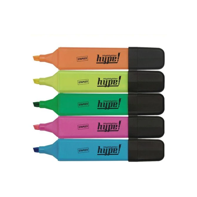 Staples Hype Markeerstift Beitelvormige Punt 1 - 5 mm Assorti (pak 5 stuks) Staples Hype Markeerstift Beitelvormige Punt 1 - 5 mm Assorti (pak 5 stuks)