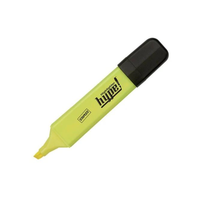 Staples Hype Markeerstift Beitelvormige Punt 1 - 5 mm Geel (pak 5 stuks) Staples Hype Markeerstift Beitelvormige Punt 1 - 5 mm Geel (pak 5 stuks)
