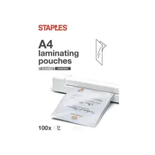 Staples Lamineerhoes A4 Zelfklevend 216 x 303 mm 2 x 75 micron Glanzend (pak 100 stuks)