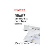 Staples Lamineerhoes Badge-formaat 67 x 99 mm 2 x 125 micron Glanzend (pak 100 stuks)