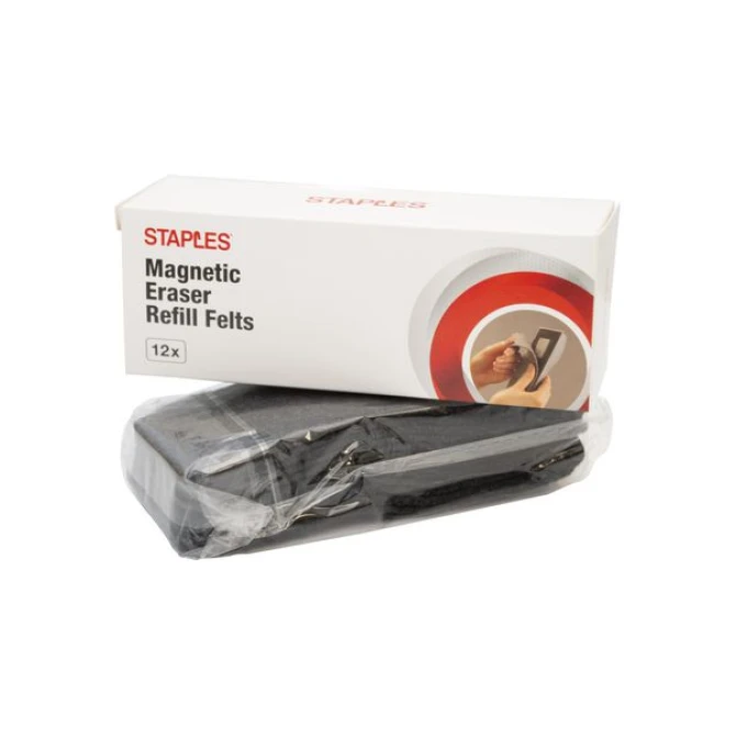 Staples Navulling voor magnetische whiteboardwisser vilt grijs (pak 12 stuks)