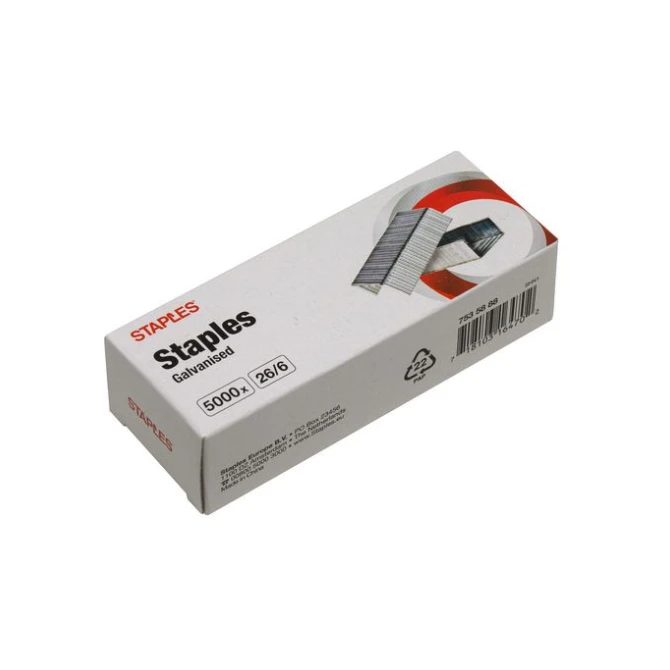 Staples Nietjes 26/6 Gegalvaniseerd (pak 5000 stuks) Staples Nietjes 26/6 Gegalvaniseerd (pak 5000 stuks)