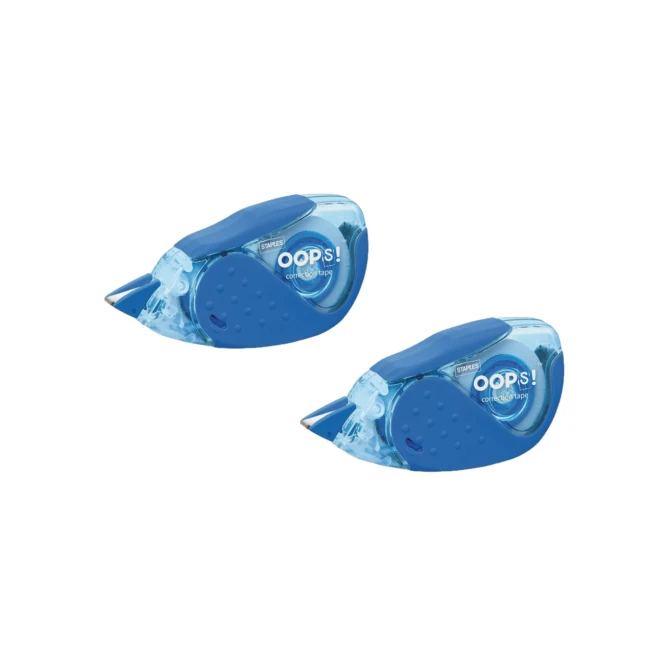 Staples OOPS! Midway Correctieroller 5 mm x 8 m Blauw en grijs (pak 2 stuks)