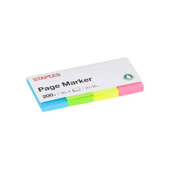 Staples Pagemarker 20 x 38 mm. assorti (pak 4 blokken) Staples Pagemarker 20 x 38 mm. assorti (pak 4 blokken)