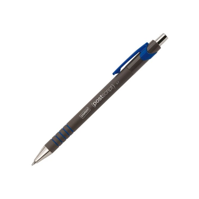 Staples Postscript Balpen Fijne Punt 07 mm Blauw (pak 12 stuks) Staples Postscript Balpen Fijne Punt 07 mm Blauw (pak 12 stuks)