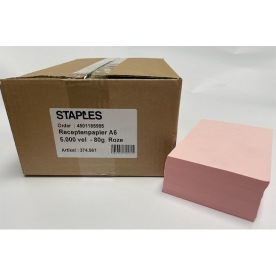 Staples Receptenpapier A6 80 g/m² Rosé (1 pak x 5000 vel)