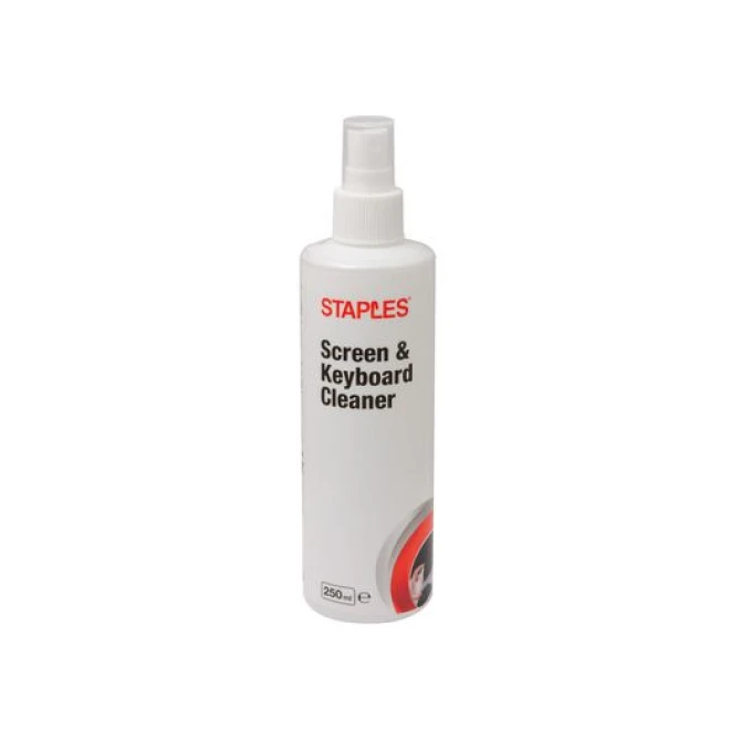 Staples Reinigingsspray tbv Beelschermen en Toetsenborden (fles 250 milliliter)