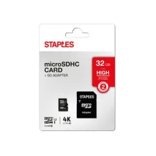 Staples Relay MicroSDHC kaart met SD-adapter 32 GB Staples Relay MicroSDHC kaart met SD-adapter 32 GB