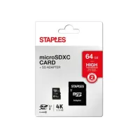 Staples Relay MicroSDHC kaart met SD-adapter 64 GB