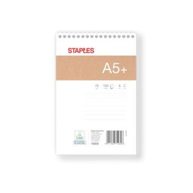 Staples Schrijfblok met Spiraal A5 Gelinieerd (pak 5 x 100 vel) Staples Schrijfblok met Spiraal A5 Gelinieerd (pak 5 x 100 vel)