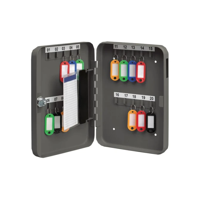 Staples Sleutelkast donkergrijs 20 haken b 250 x h 180 x d 45 mm
