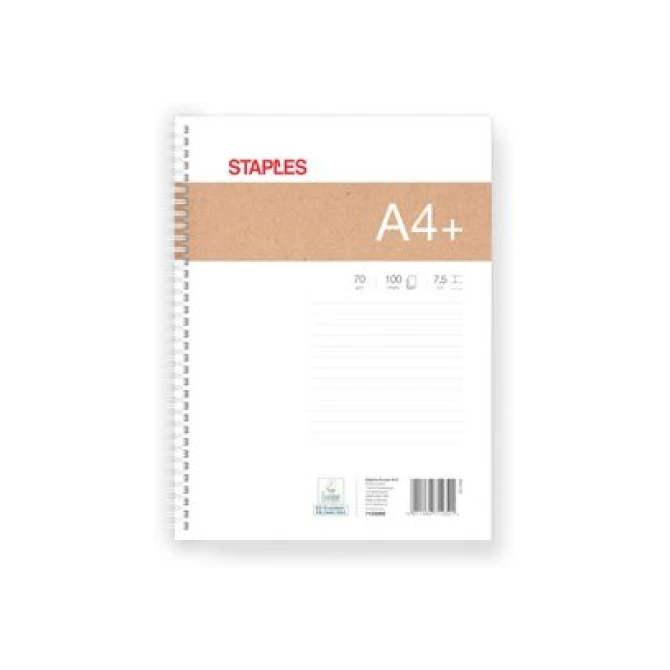 Staples Spiraalblok A4 Gelinieerd (pak 5 x 100 vel)