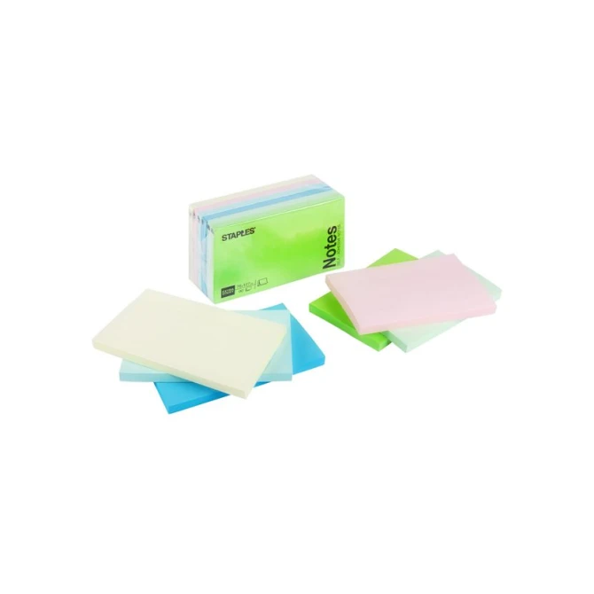 Staples Super Sticky Zelfklevend Notitieblok 127 x 76 mm Assortiment (pak 6 x 90 vel) Staples Super Sticky Zelfklevend Notitieblok 127 x 76 mm Assortiment (pak 6 x 90 vel)
