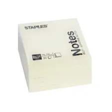 Staples Super Sticky Zelfklevend Notitieblok 76 x 76 mm Geel (pak 6 x 90 vel)